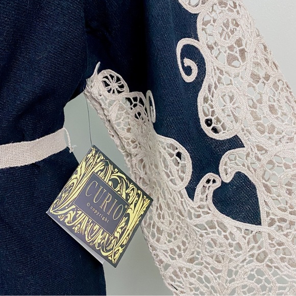 Anthro Style CURIO at Faena Bazaar Women's Lace Flared Boho Sleeve Wrap Sweater - Picture 5 of 14